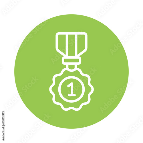 First Place Badge Vector Gylph Circle Icon. Eps 10 File
