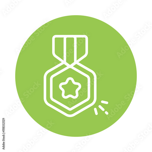 First Gold Star Vector Gylph Circle Icon. Eps 10 File