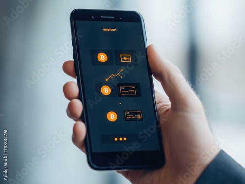 Wallpaper Mural A person using a smartphone app for cryptocurrency trading, displaying real-time market data and user-friendly interface. Torontodigital.ca