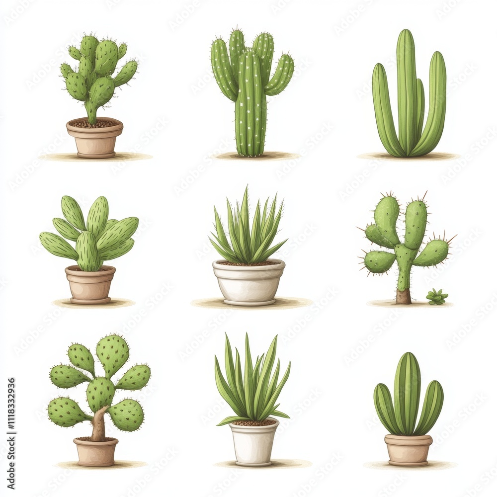 Set of Hand Drawn Cactus Illustration Set of Hand Drawn Cactus Illustration