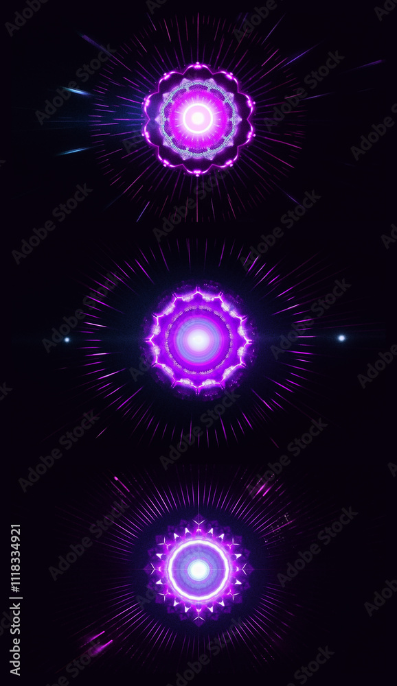 Colorful Abstract Design Featuring Glowing Purple Shapes and Light Effects Colorful Abstract Design Featuring Glowing Purple Shapes and Light Effects