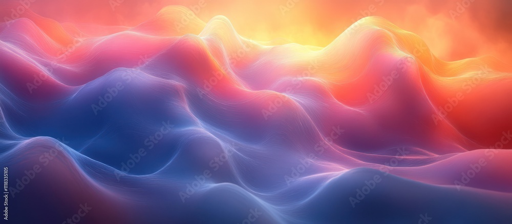 Abstract colorful landscape with soft, flowing hills and warm sunset hues. Abstract colorful landscape with soft, flowing hills and warm sunset hues.