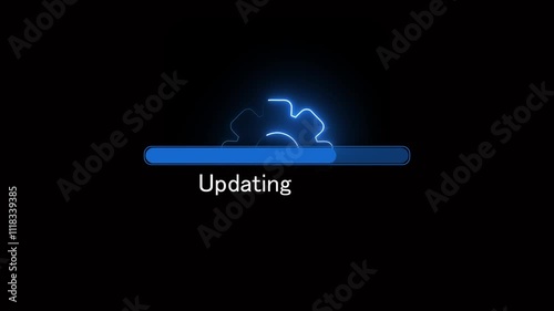 Upgrade System Sign, Gear Settings, Application Update Process Completed, Refresh Button, Operating system upgrade concept, software updating and process , update modern functions, Setting updating .