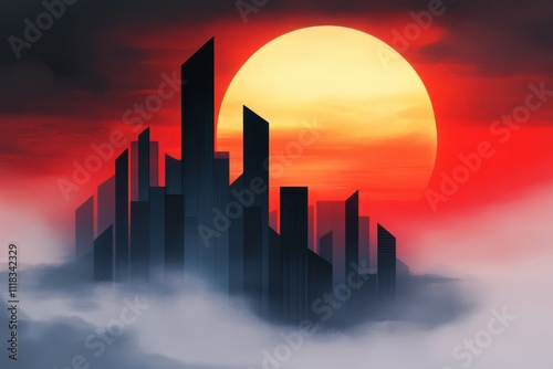 sci-fi cityscape, in a futuristic city, buildings cast long shadows at sunset, as citizens and heroes bustle through the streets like ants in a dynamic comic panel