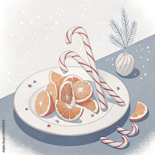 christmas background with orange and cinnamon