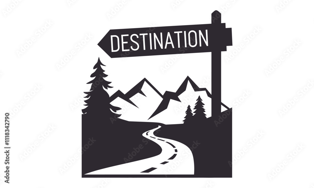 Fototapeta premium Travel Vector Silhouettes and Vector Clip Art Logo Icons Set Depicting Travel, Exploration, and Adventure Themes