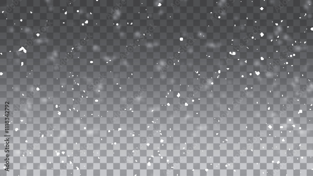 Subtle flying snowflakes illustration vector. Blurred snowflakes texture on transparent background. Subtle flying snowflakes illustration vector. Blurred snowflakes texture on transparent background.