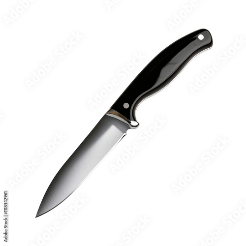 High-quality kitchen knife with black handle. transparent background photo