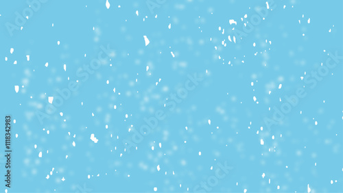 Subtle flying snowflakes illustration vector. Snowfall sky white teal blue background.