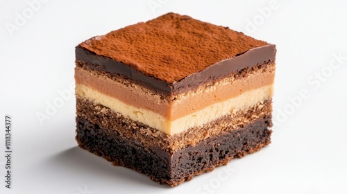 Layered Chocolate Dessert with Creamy Filling and Cocoa Topping