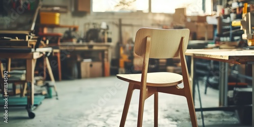 Fototapeta Naklejka Na Ścianę i Meble -  A designer chair being crafted and assembled in a furniture design studio.