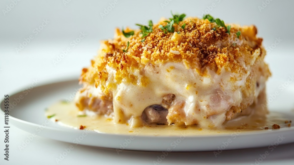 Creamy Chicken Casserole with Crispy Topping and Fresh Herbs