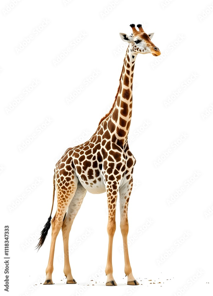 Giraffe walking isolated white background Giraffe walking isolated white background