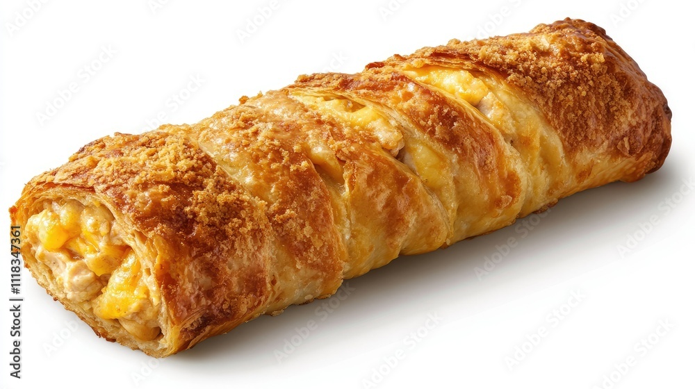 Golden Pastry Roll Filled with Cheese and Savory Ingredients Golden Pastry Roll Filled with Cheese and Savory Ingredients