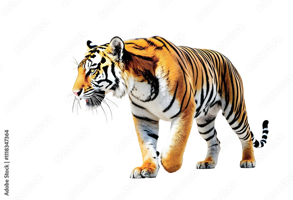 Obraz premium Tiger walking isolated transparent background