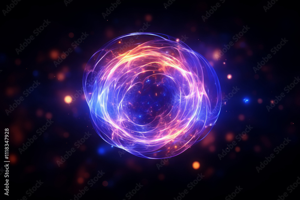 Obraz premium Attractive Blue Glowing Energy Sphere on Dark Background