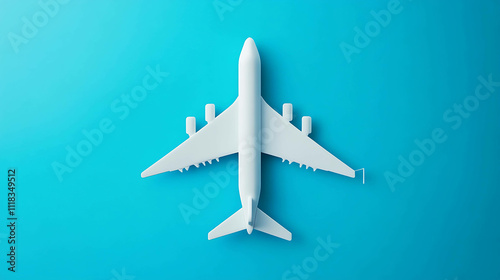 white airplane illustration on blue background