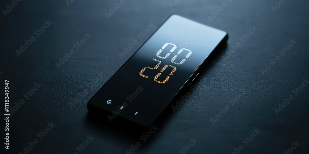 A digital clock on a modern smartphone screen, displaying the time in a sleek design A digital clock on a modern smartphone screen, displaying the time in a sleek design
