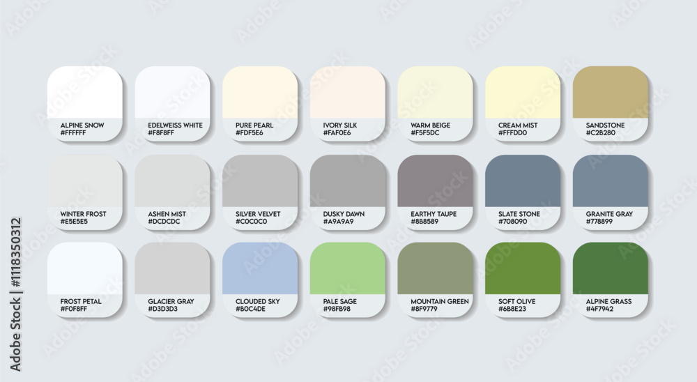 Edelweiss (Alps) Flower Color Palette, Edelweiss Flower Color Guide