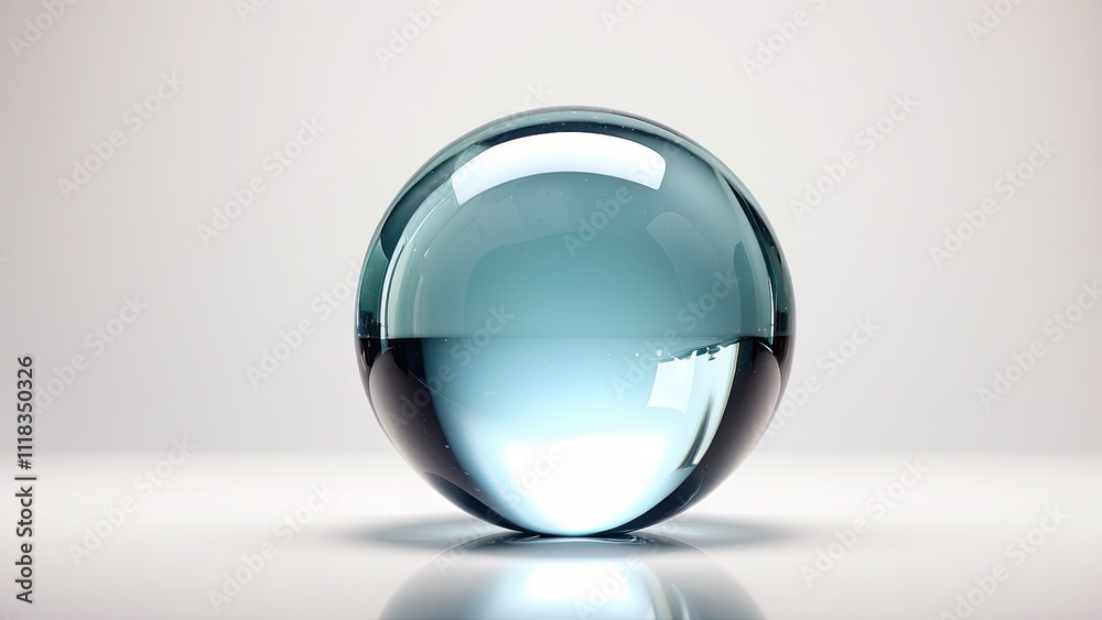 Crystal clear sphere isolated on white, reflecting light in a shiny, glossy finish Crystal clear sphere isolated on white, reflecting light in a shiny, glossy finish
