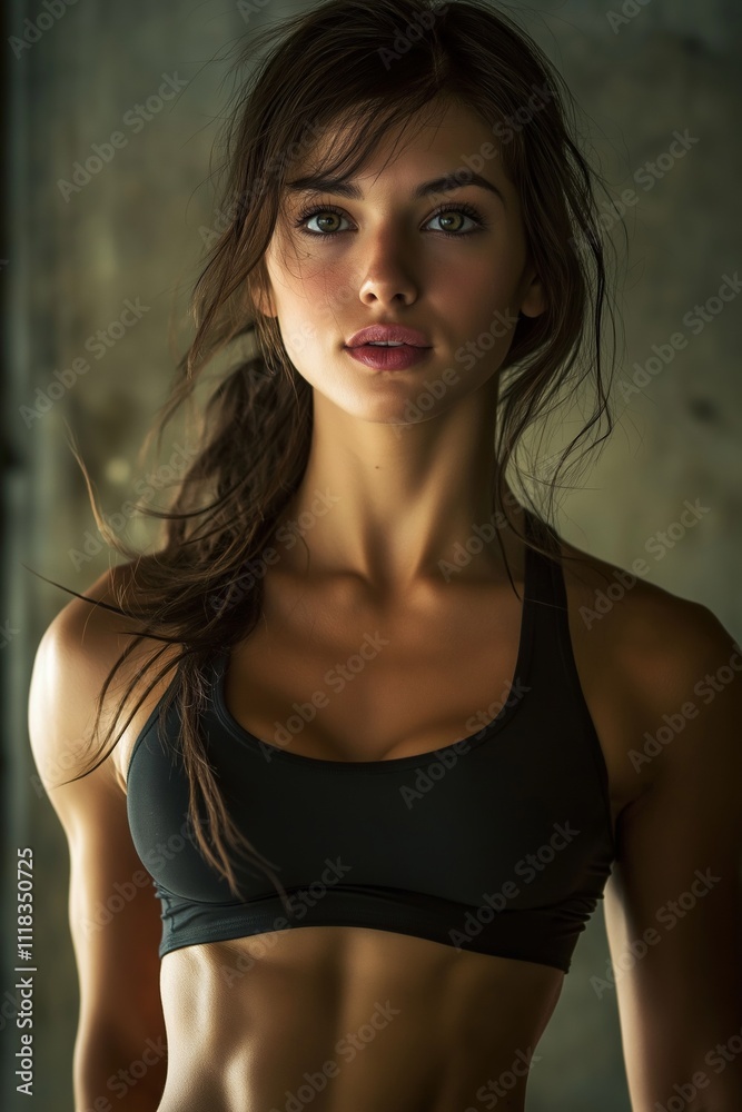 A fit young woman in workout gear poses confidently, showcasing her strength and athleticism beautifully. A fit young woman in workout gear poses confidently, showcasing her strength and athleticism beautifully.