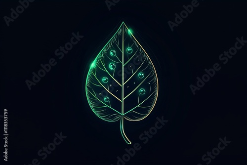 A Glowing Botanical Leaf Design: A Vibrant and Abstract Artistic Leaf Illustration photo