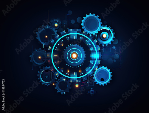 Futuristic Gears and Technology Illustration
