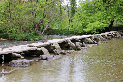 Tarr Steps clapper bridge, Somerset England
 photo