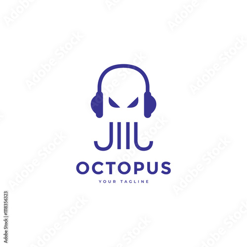 Octopus music brand company logo design modern vector photo