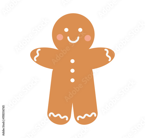 Gingerbread man cute cookie icon. Vector illustration.