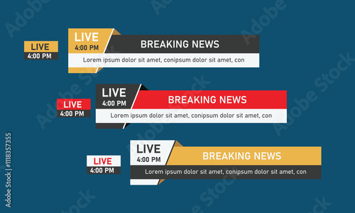 Simple breaking news lower third design with live tag