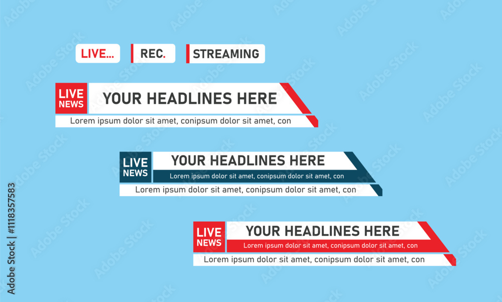 Obraz premium Simple news lower third banner set with headline