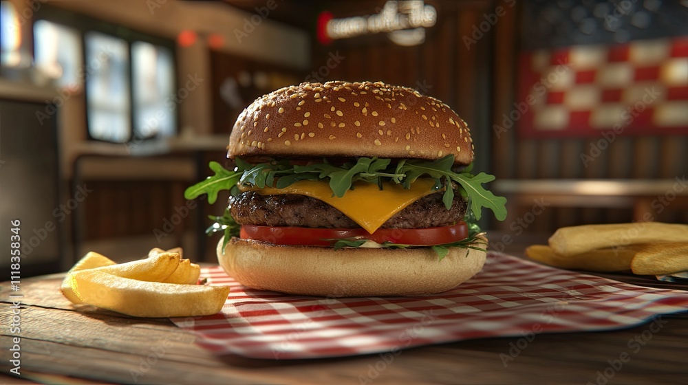 custom made wallpaper toronto digitalDelicious cheeseburger with fresh ingredients and crispy fries