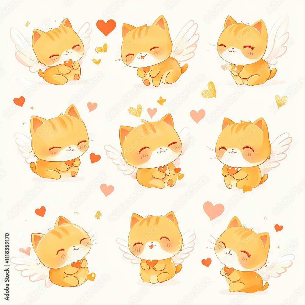 Obraz premium Playful Orange Kittens as Cute Cupids