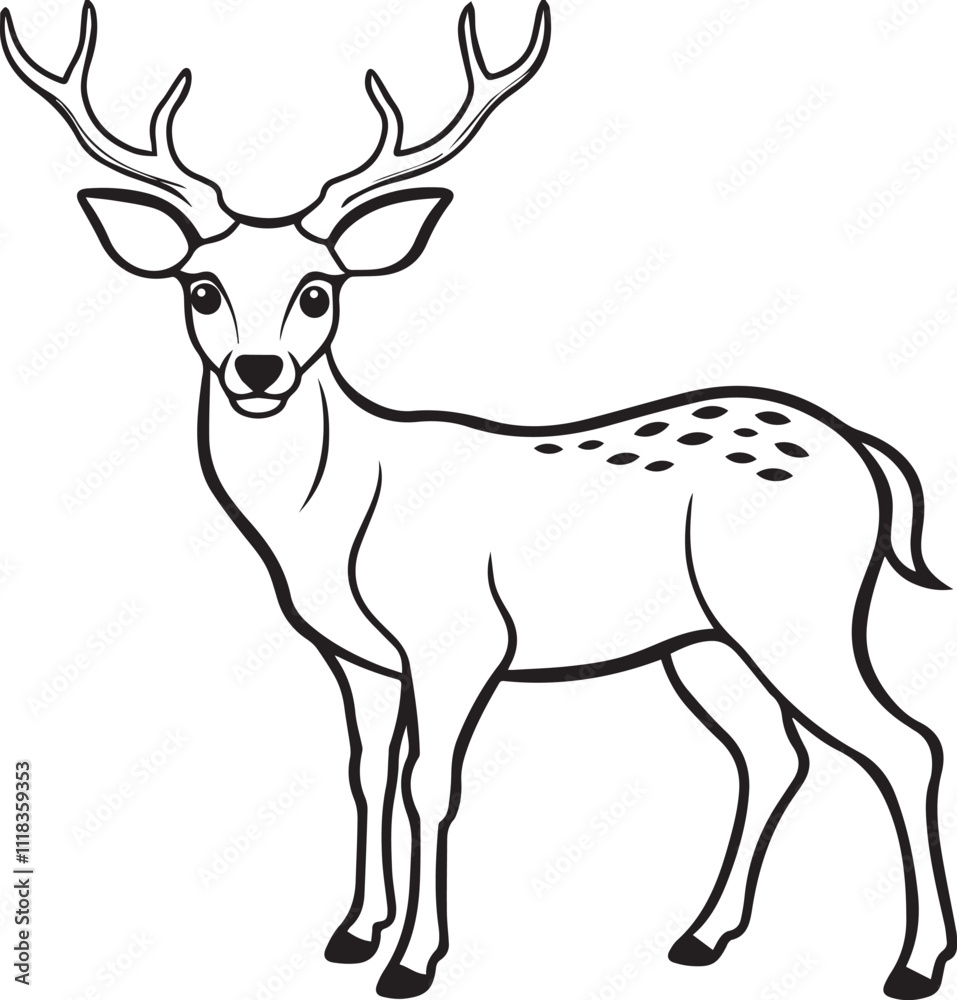 Fototapeta premium deer silhouette vector line art