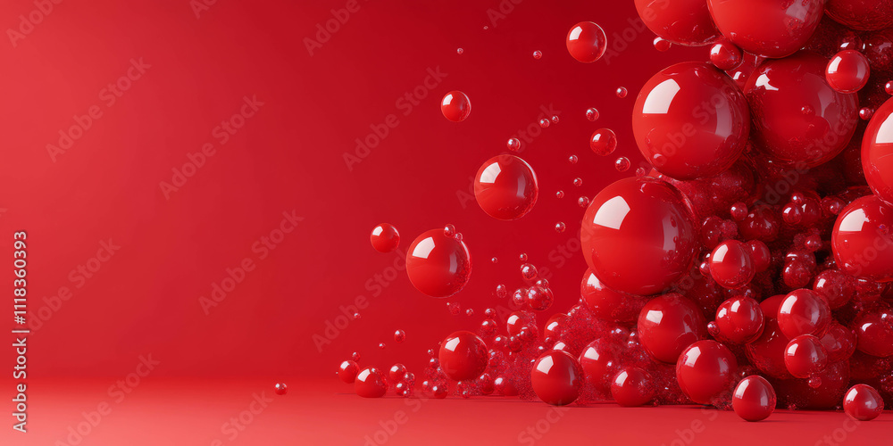 Abstract red background with glowing bubbles, 3D rendering illustration Abstract red background with glowing bubbles, 3D rendering illustration
