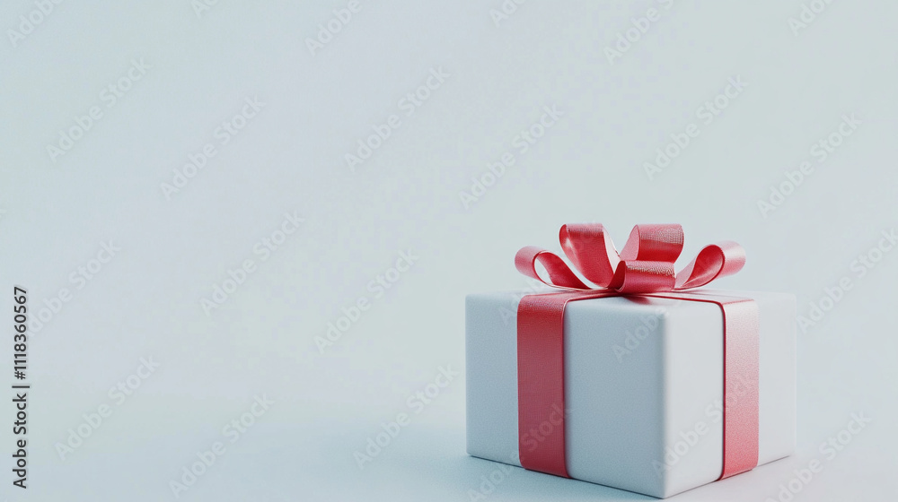 Obraz premium white gift boxes with red ribbon 