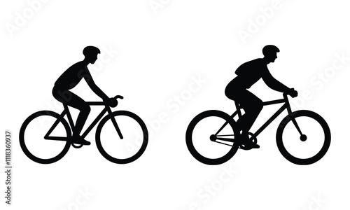 Person riding a bicycle icon vector silhouette isolated on white background.