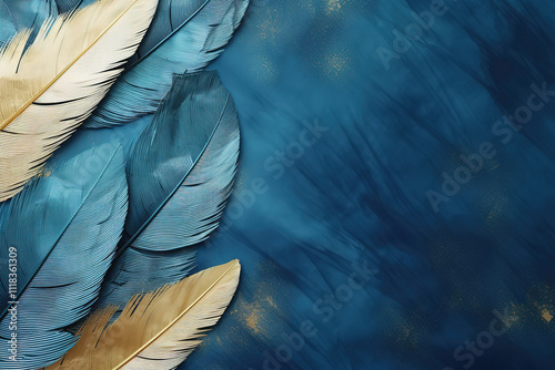 Luxury Watercolor Background with Blue Paint and Gold Accents, Featuring Cracked Marble Design