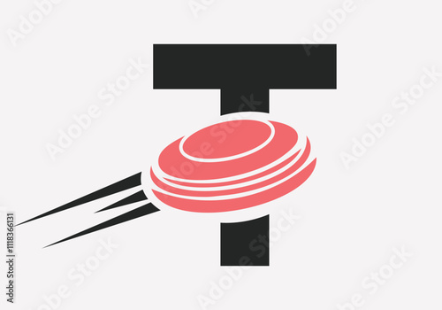 Initial Letter T Hockey Puck Logo Vector Template