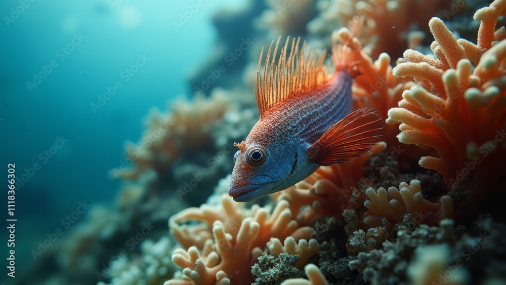 A fish that is sitting on top of a coral A fish that is sitting on top of a coral