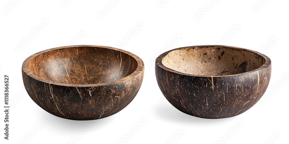 Handcrafted Wooden Bowl with Dark Exterior on a Transparent Background Handcrafted Wooden Bowl with Dark Exterior on a Transparent Background
