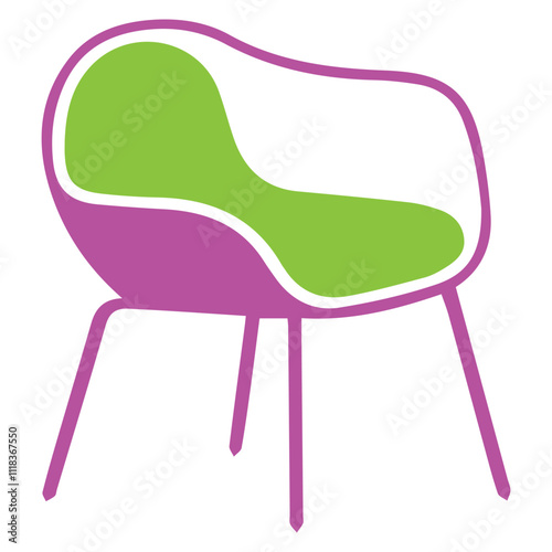 This is a vector illustration of a comfortable pink armchair, an isolated furniture object perfect for a stylish interior seat