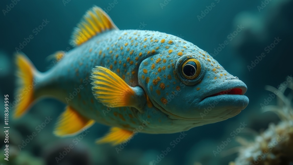 A close up of a fish swimming in the ocean A close up of a fish swimming in the ocean