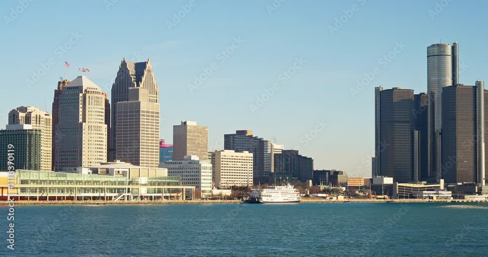 Sunny Morning View Of Riverfront Skyscrapers Sunny Morning View Of Riverfront Skyscrapers