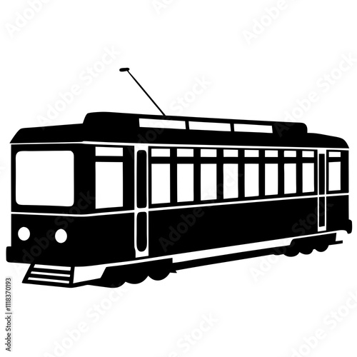 tram isolated on white