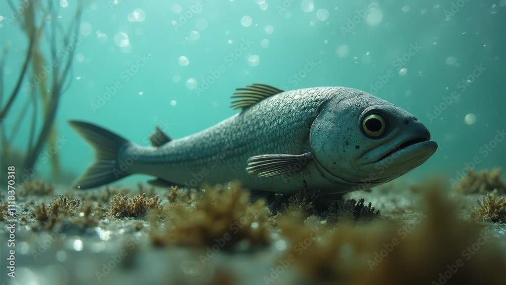A fish that is swimming in the water A fish that is swimming in the water
