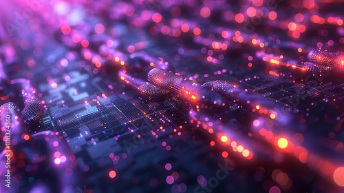 Wallpaper Mural Block chain concept - Chain of network connections . 3d rendering Torontodigital.ca