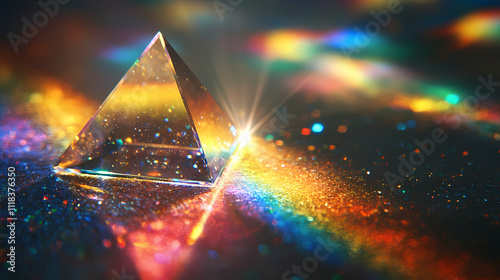 Beautiful prismatic light prism diamond abstract background with rainbow colors new quality universal joyful colorful stock image illustration wallpaper design, generative ai. Prism. Illustration photo