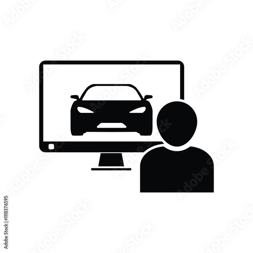 Car shopping icon. Buying a car online. Vector icon isolated on white background.